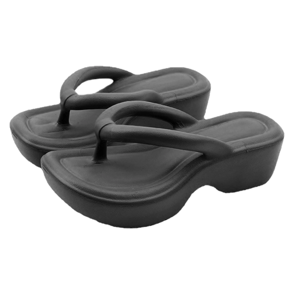 Women Thong Flip Flop Thick Soled Arch Support Slip Resistant Beach Thong Sandals for Summer Black 35/36