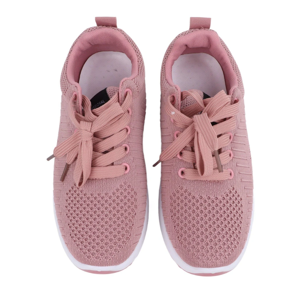 Women Sports Shoes Breathable Lightweight Soft Soles Knitted Casual Running Shoes for Spring Autumn Pink 37 Size