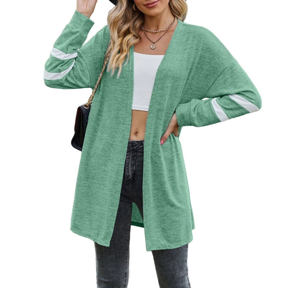 Women Sweater Coat Open Front Long Sleeve Soft Comfortable Casual Midi Long Knitwear Coat for Daily Wear Green XXL