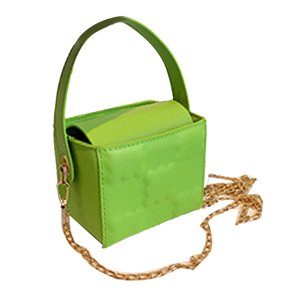 Chain Bag Simple PU Leather Casual Stylish Waterproof Women Shoulder Bag for Dating Travel Shopping Green Free Size