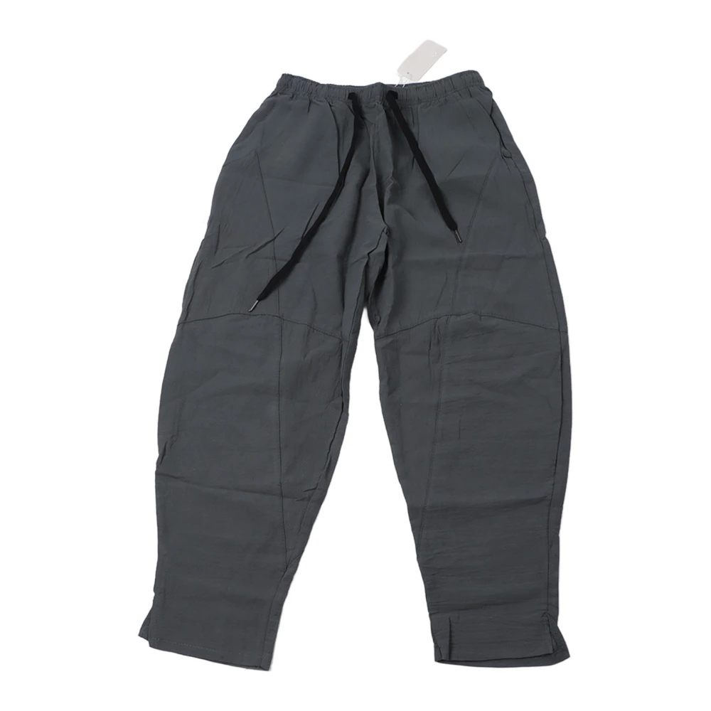 Men Wide Leg Pants Fashionable Causal Loose Comfortable Breathable Male Drawstring Waist Pants for Daily Grey XL