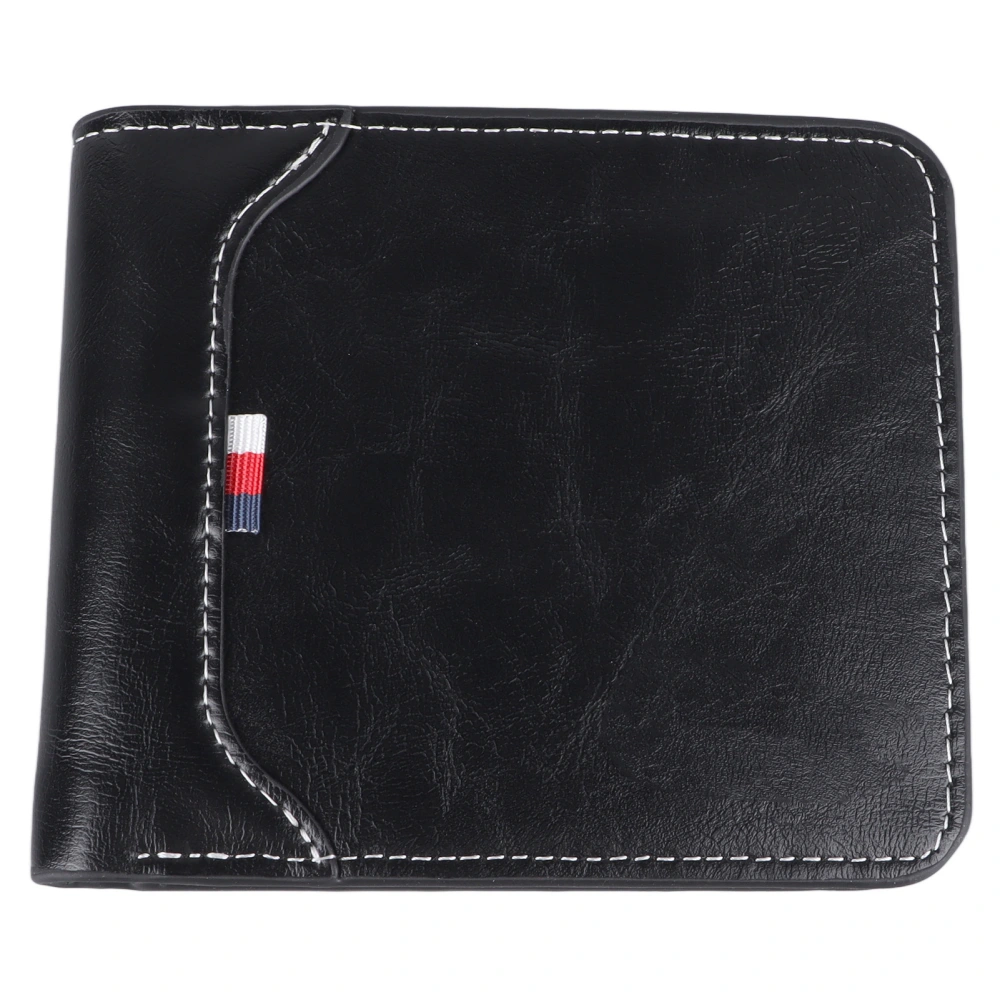 Men Soft PU Leather Wallet Black Fashionable Slim Wallet with Multiple Card Slot for Business Trip