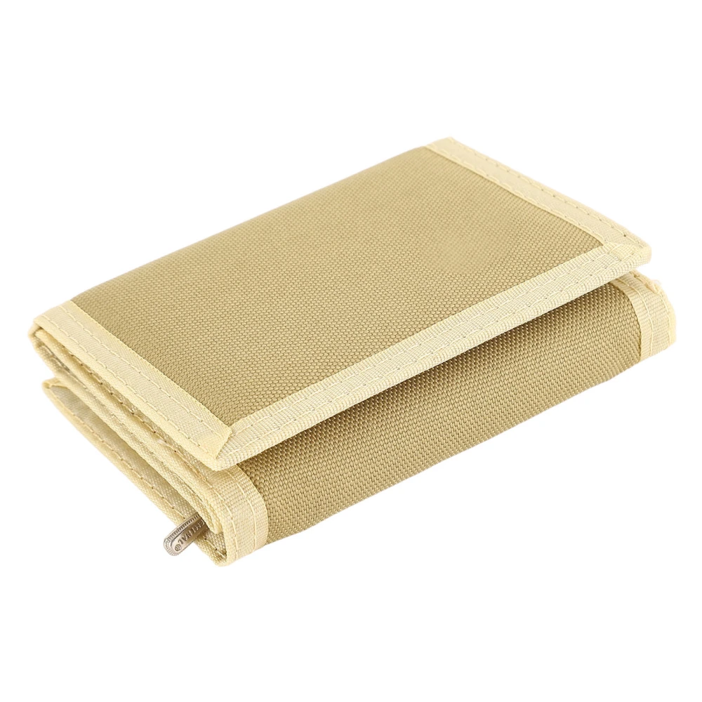 Man Canvas Wallet Multi Function Zipper Pocket Card Slots Fashionable Compact Lightweight Wallet Khaki Free Size