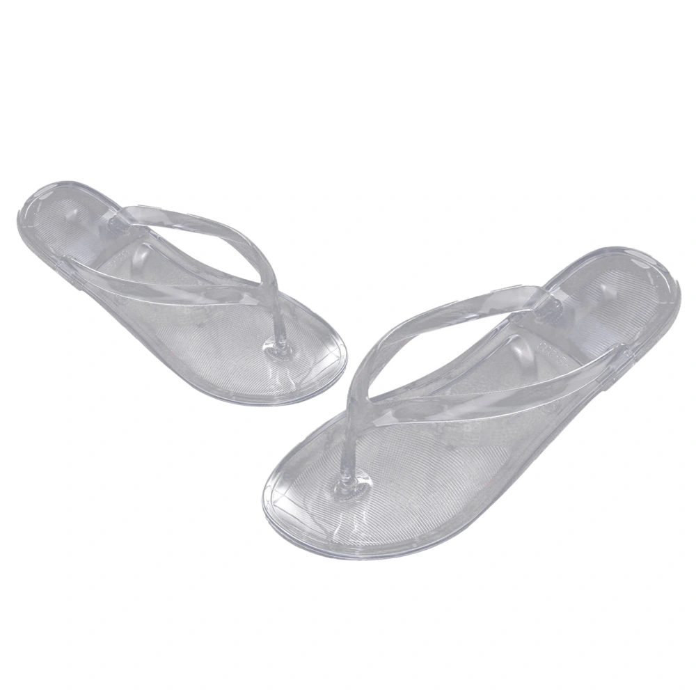 Women Clear Strap Flip Flop Fashionable Flat Bottom Clear Thong Slippers for Summer Beach Gray 38