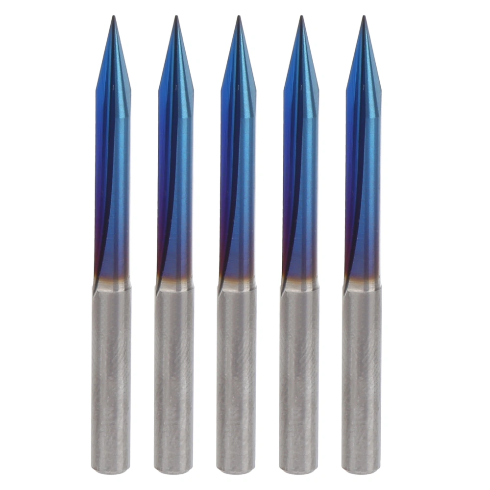 5pcs 2 Flutes V Tip Engraving Bit End Mill 4mm Shank Straight Carving Woodworking Tools 4x0.4x20