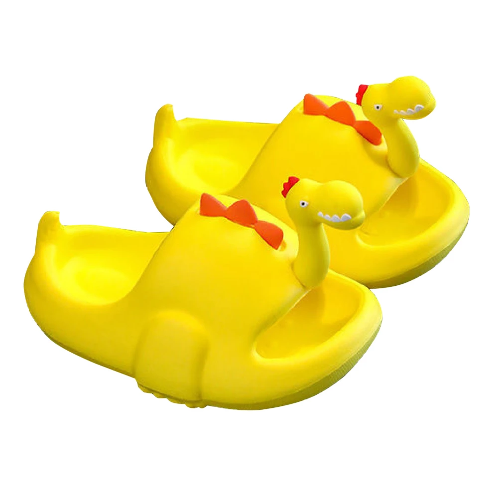 Non Slip Thick Bottom Cute Cartoon Dinosaur Sandals Summer Novelty Toddler Kids Dinosaur Sliders Yellow 37-38