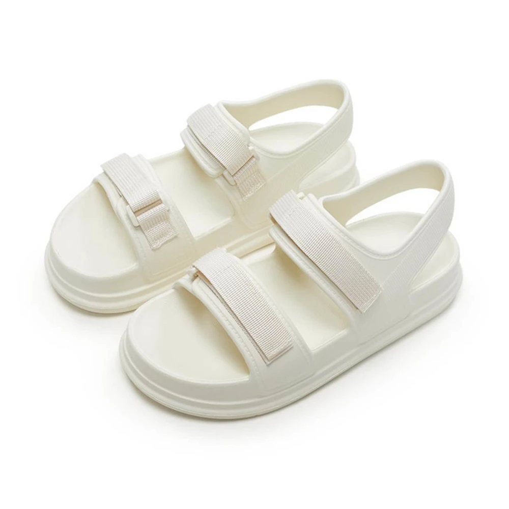 Women Thick Sole Sandal Prevent Slip Soft Comfortable Fashionable Casual EVA Beach Sandal for Summer Cream White 37