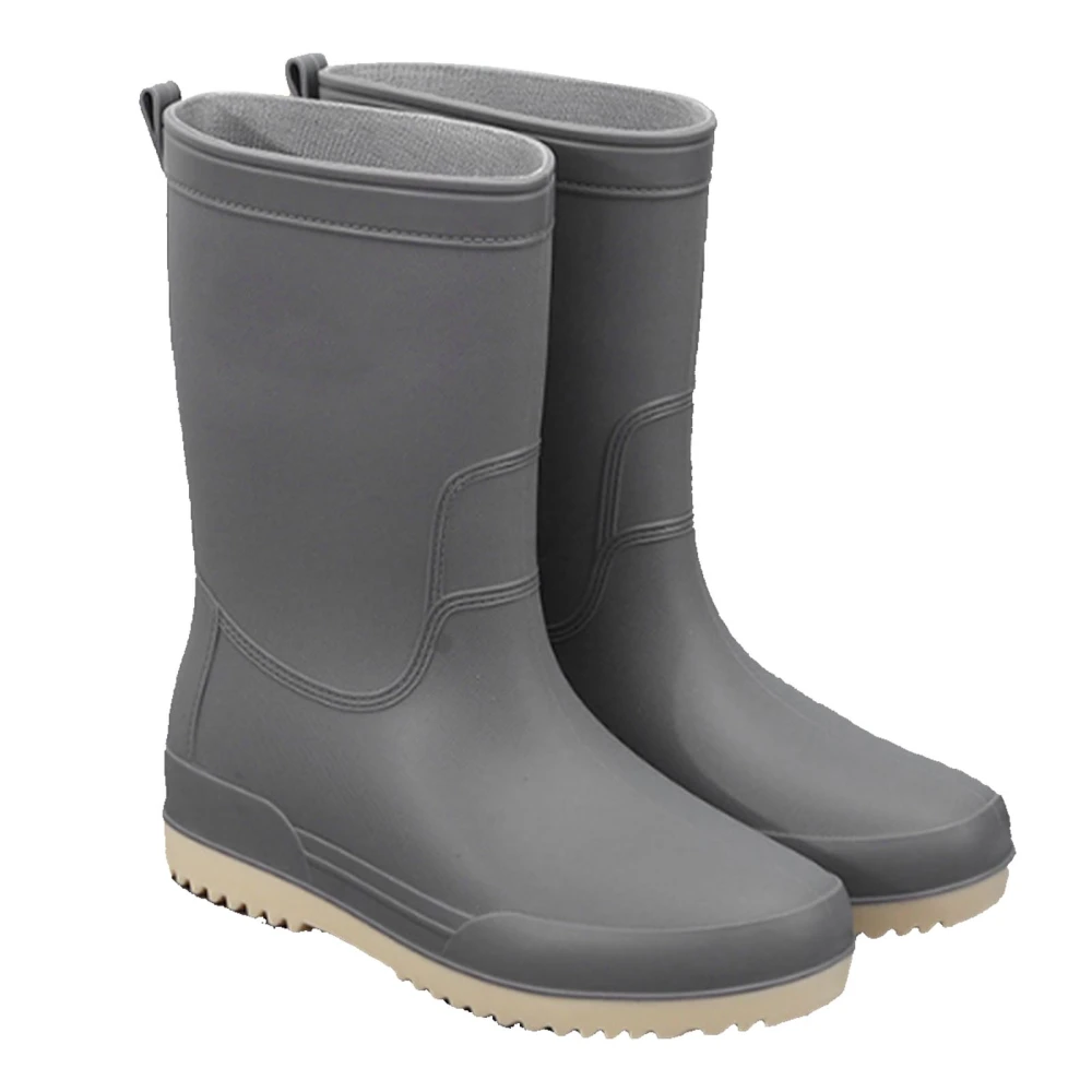 Fashionable Rain Boots Women PVC Waterproof Garden Kitchen Work Rain Boots for Outdoor Chores Grey 36