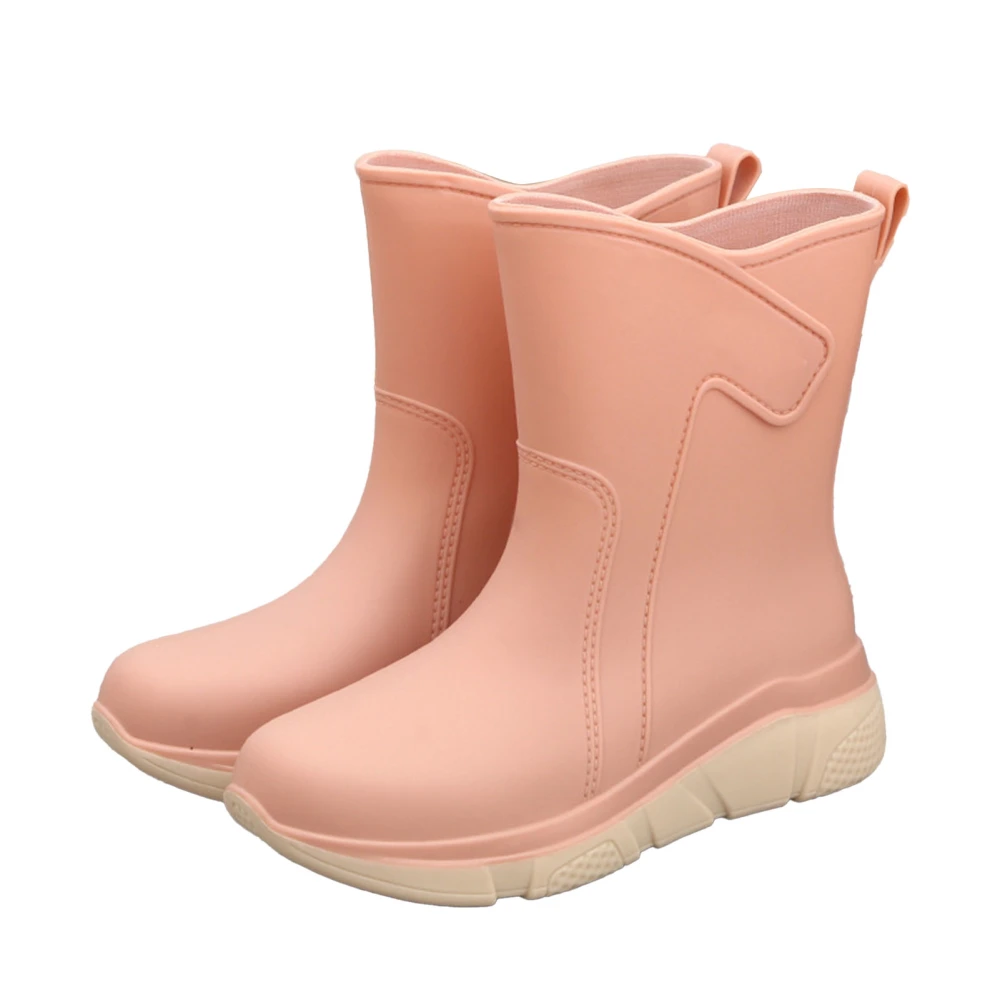 Medium Rain Boot Plain Color Waterproof Slip Proof Mid Calf Rain Boot for Women Work Kitchen Khaki 36