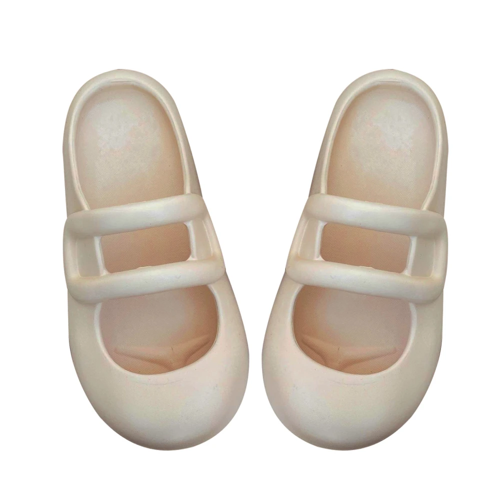 Women Closed Toe Slippers Soft Flexible Pure Color EVA Round Head Thick Sole Women Platform Slide Sandals Khaki 36-37