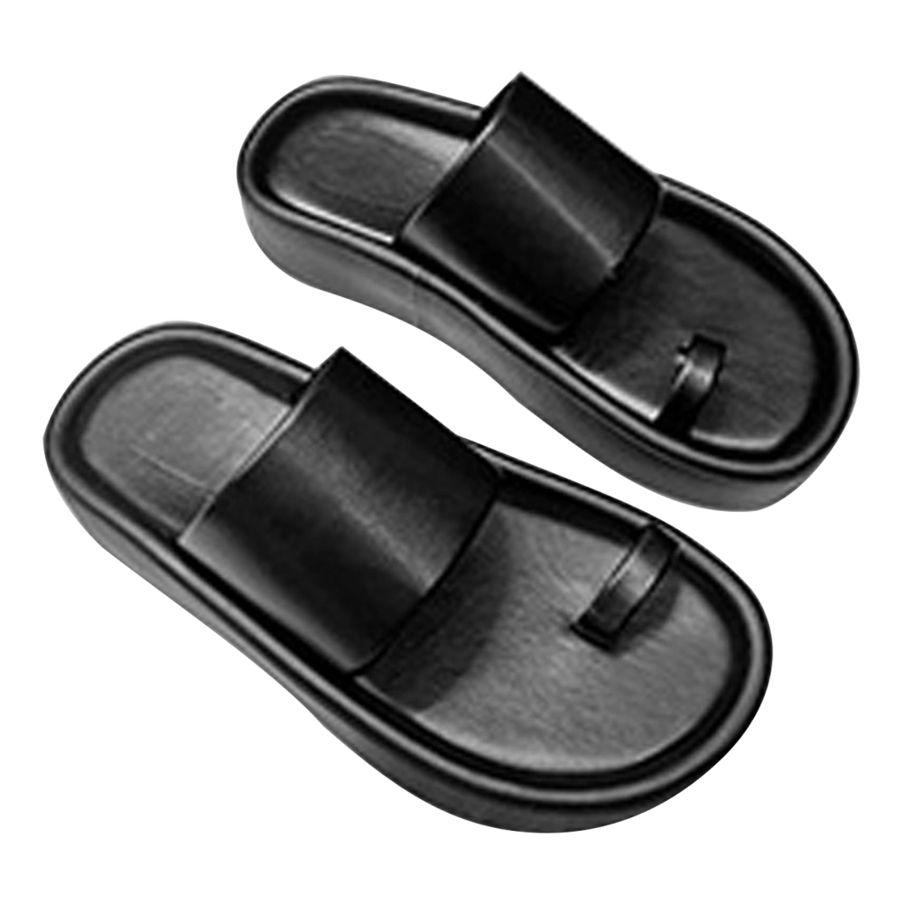 Women Clip Toe Slippers Summer Fashion Soft Sole Platform Flats Sandals Casual Beach Flip Flops Black Size 38