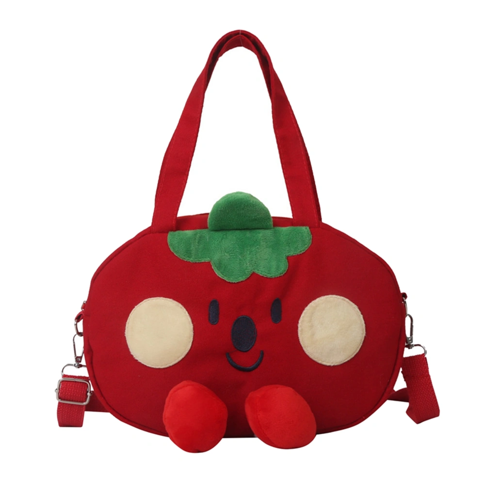 Women Handbag Cartoon Tomato Style Large Handle Vibrant Colors Single Shoulder Bag for Outing School Shopping Red Free Size