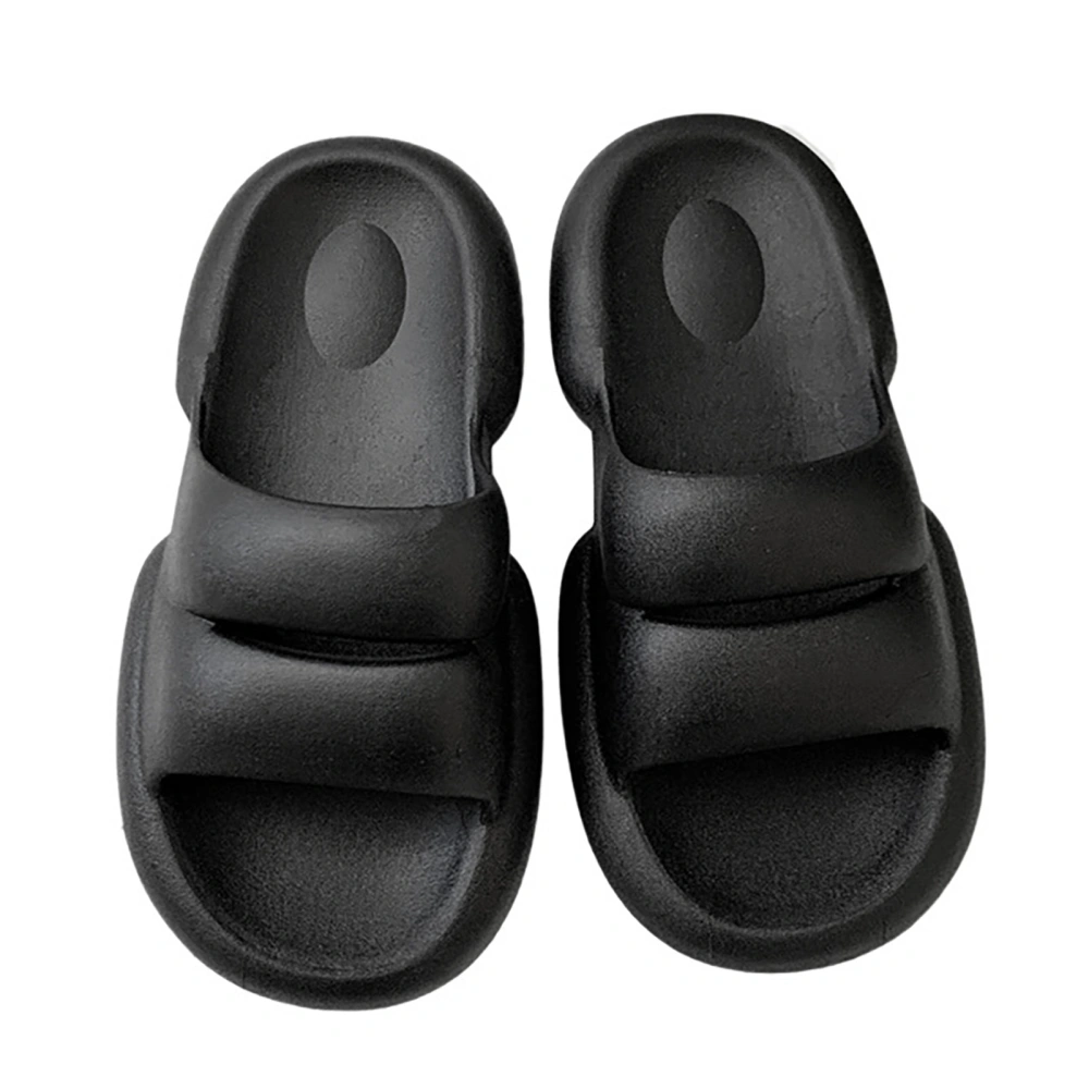 1 Pair Thicken Sole Bathroom Slippers Antislip Wearproof Soft Summer PVC Slippers for Men Women Black 36‑37