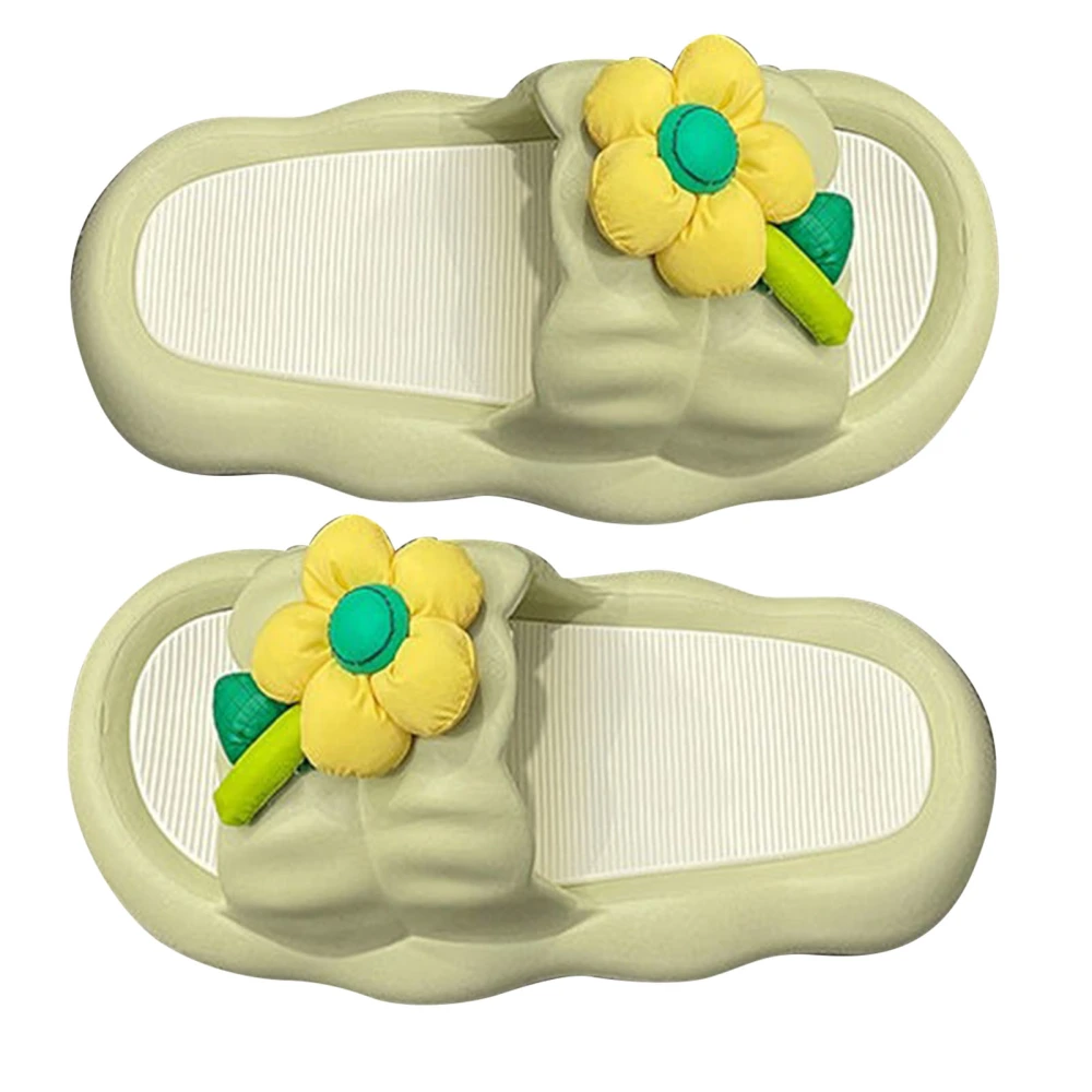 Pillow Slipper for Women Super Quiet 3.0CM Bouncy Soles Skidproof Bath Slipper for Summer Green 38-39