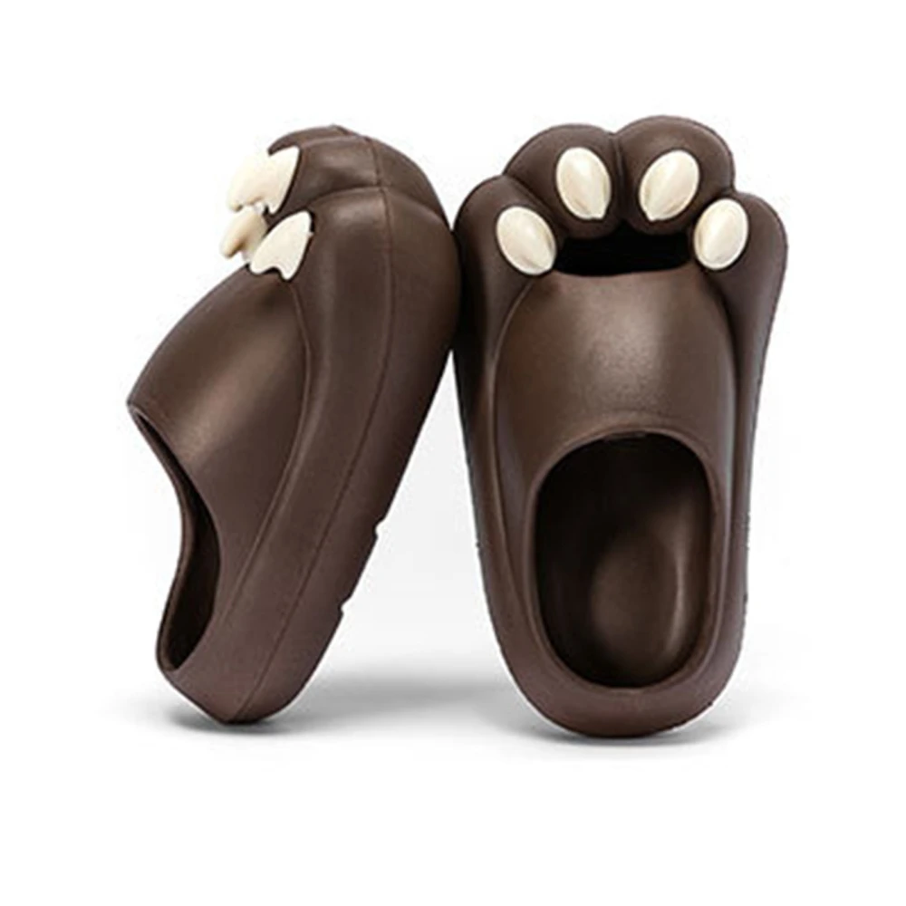 Slipper Lovely Bear Paw Design Comfortable Quick Drying Breathable Skidproof Women Men Sandal for Home Bedroom Brown Size 38