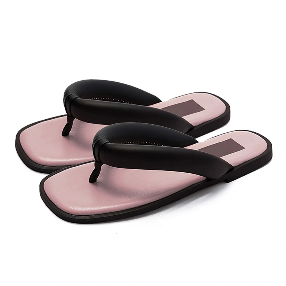 Ladies Flat Flip Flops Summer Women Sandals Retro Simple Beach Slippers for Outdoor Pink 37