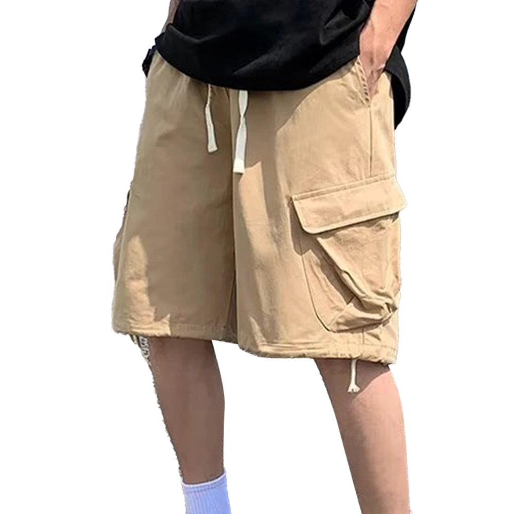 Men Cargo Shorts with Pockets and Drawstring Summer Loose Casual Shorts for Boys Khaki XL