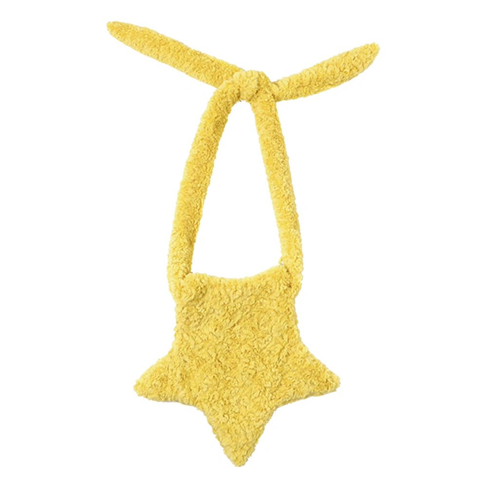 Star Shaped Bag Pure Color Soft Touch Large Capacity Stylish Plush Shoulder Bag for Dating Holiday Shopping Lemon Yellow Free Size