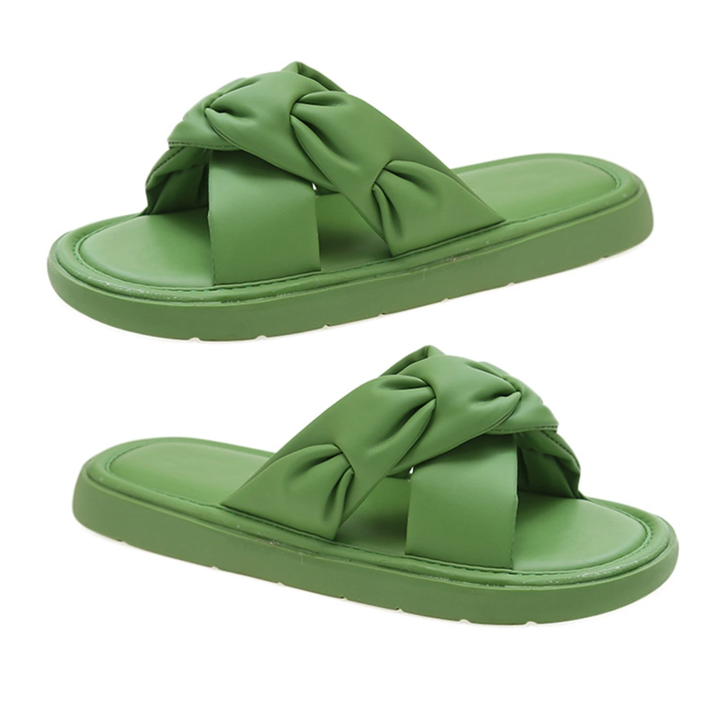 Flat Slippers Soft Surface Fashionable Slip Resistant Ergonomics Comfortable for Home Hotel Travel Shopping Green 37