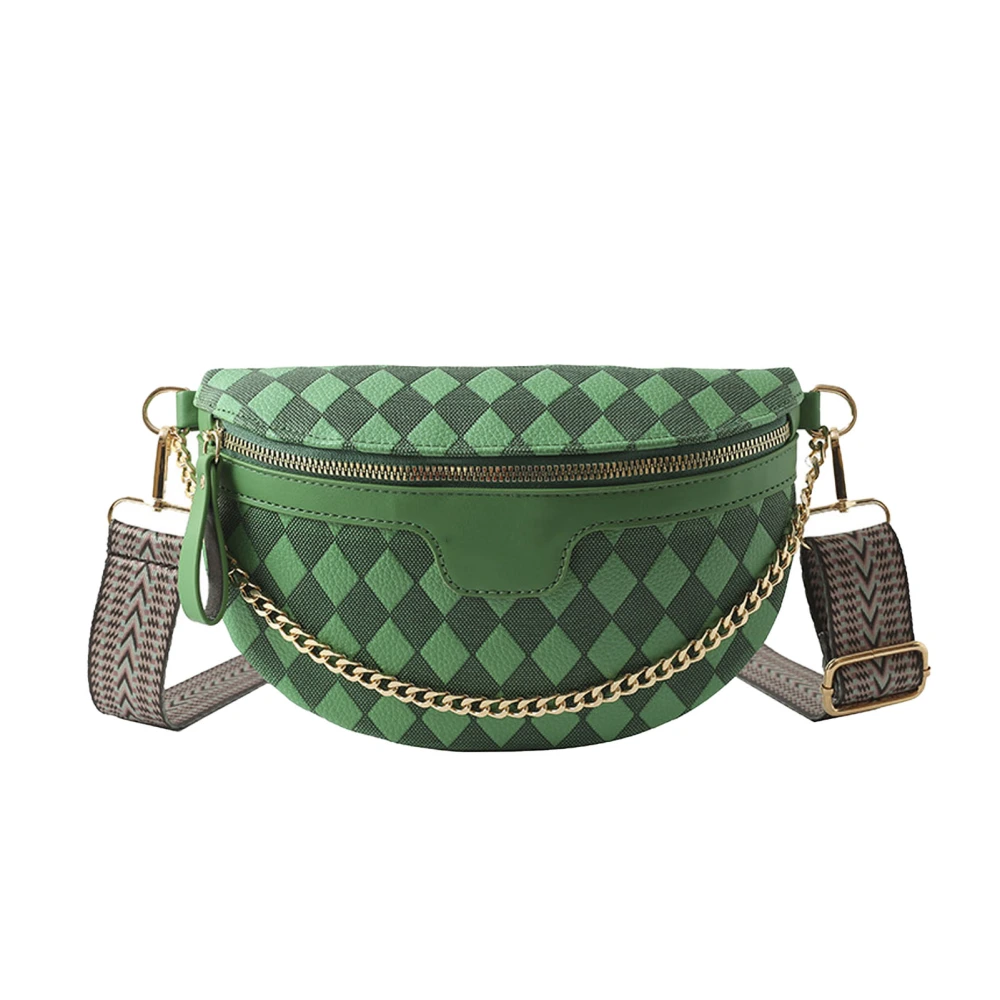 Women Messenger Bag Fashion Casual Ladies Wide Strap Soft PU and Polyester Shoulder Bag Green Free Size