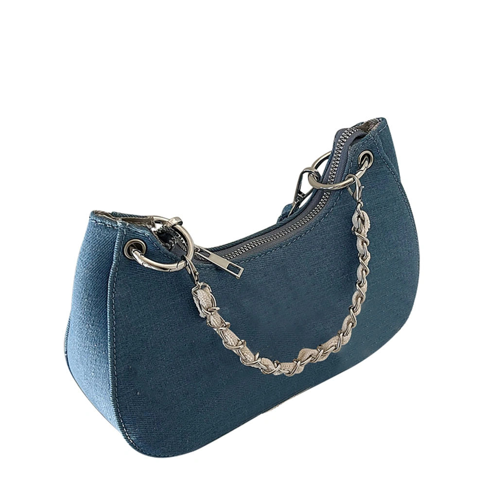 Women Shoulder Bag PU Chain Design Embroidery Small Convertible Shoulder Bag for Girls Women Blue Free Size