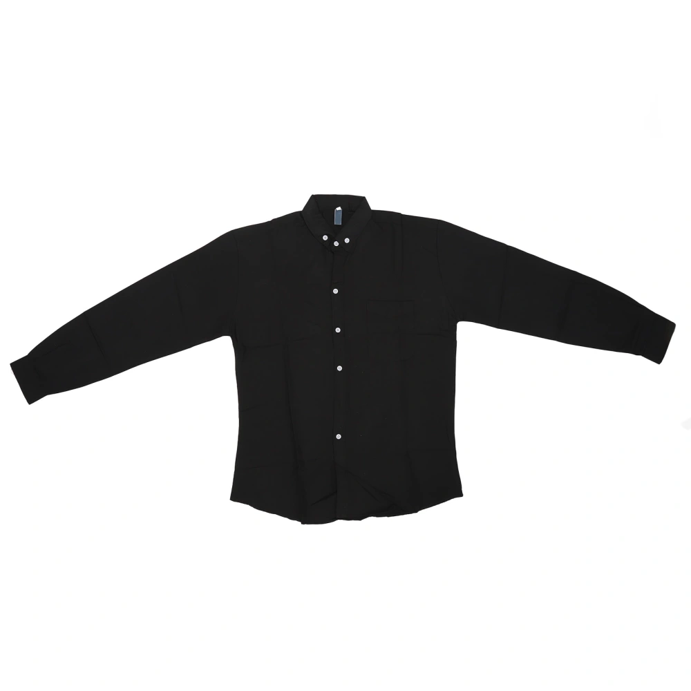 Men Long Sleeve Dress Button Down Shirt Business Professional Dress Slim Fit Shirt Black 3XL