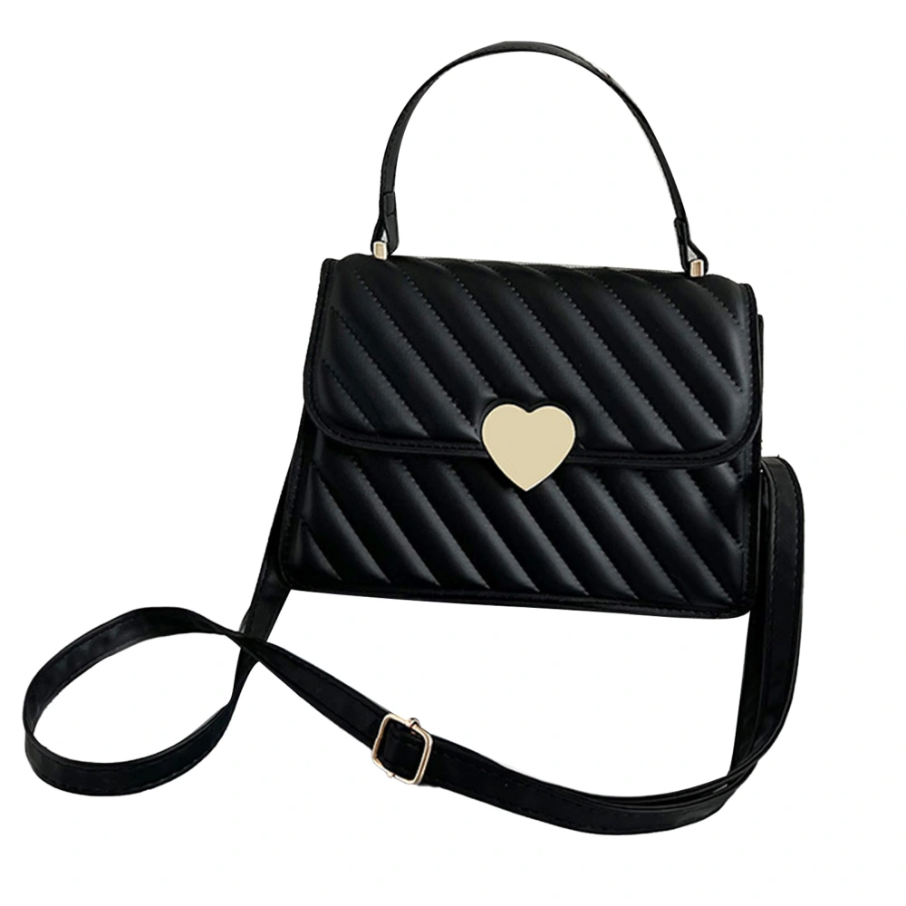 Women Single Shoulder Bag PU Leather Elegant Handheld Tote Bag Handheld Shoulder Bag Black Free Size