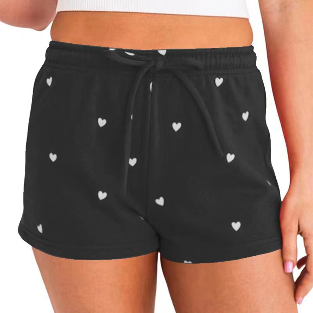 Womens Summer Casual Love Printed Shorts Drawstring Elastic Waist Comfy Shorts Pants Grey XXL