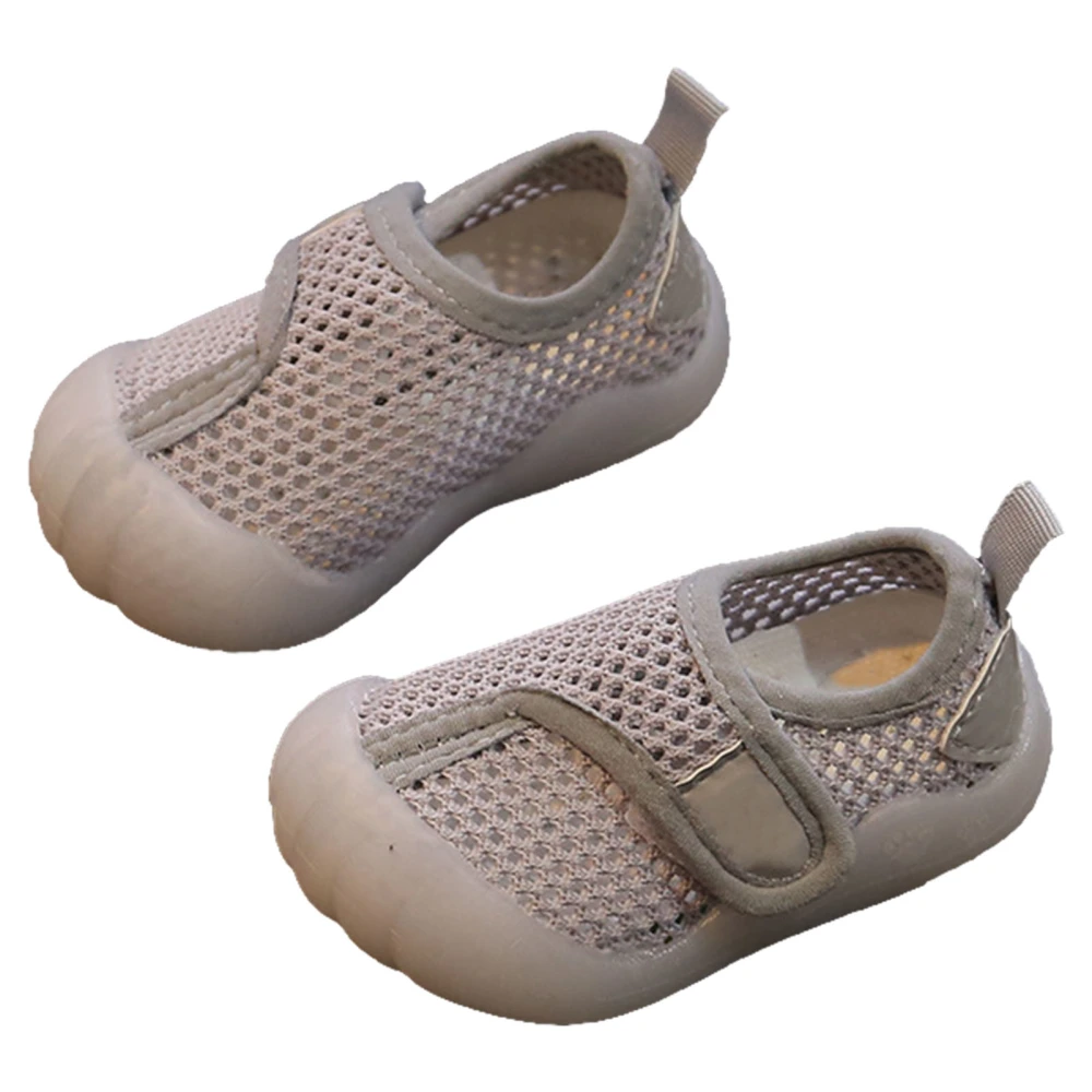 Toddler First Walking Shoes Safe Anti Slip Soft Sole Breathable Mesh Baby Slip On for Home Bedroom Gray 20 EU Size(5.3in)