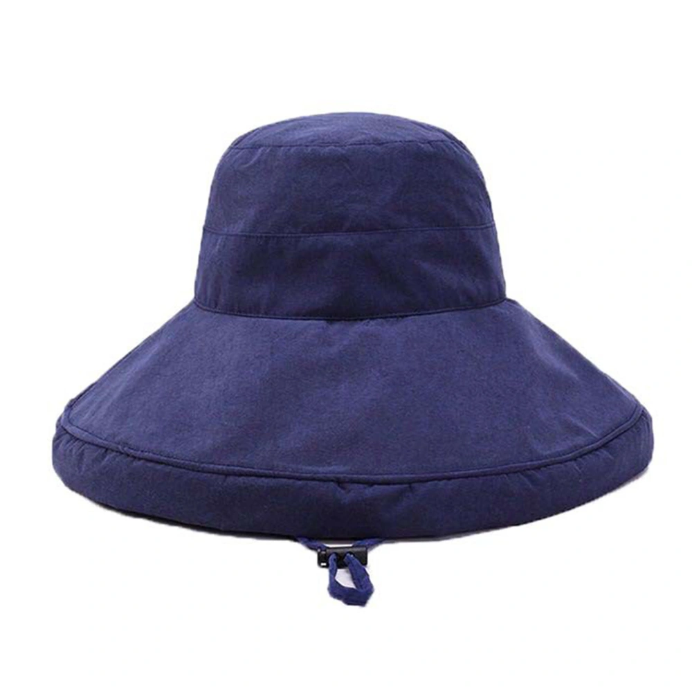 Fishing Hat Wide Brim Sun Protection Stylish Foldable Portable Outdoor Hat for Summer Navy Blue