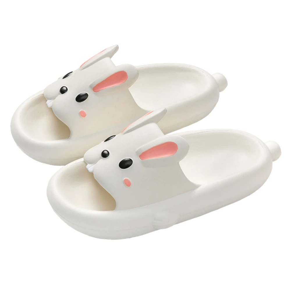 Women Summer Slippers Thick Sole Prevent Slip Cute Cartoon Rabbit Lady EVA Slippers for Home Bathroom White 36‑37 (Suitable for 35‑36)