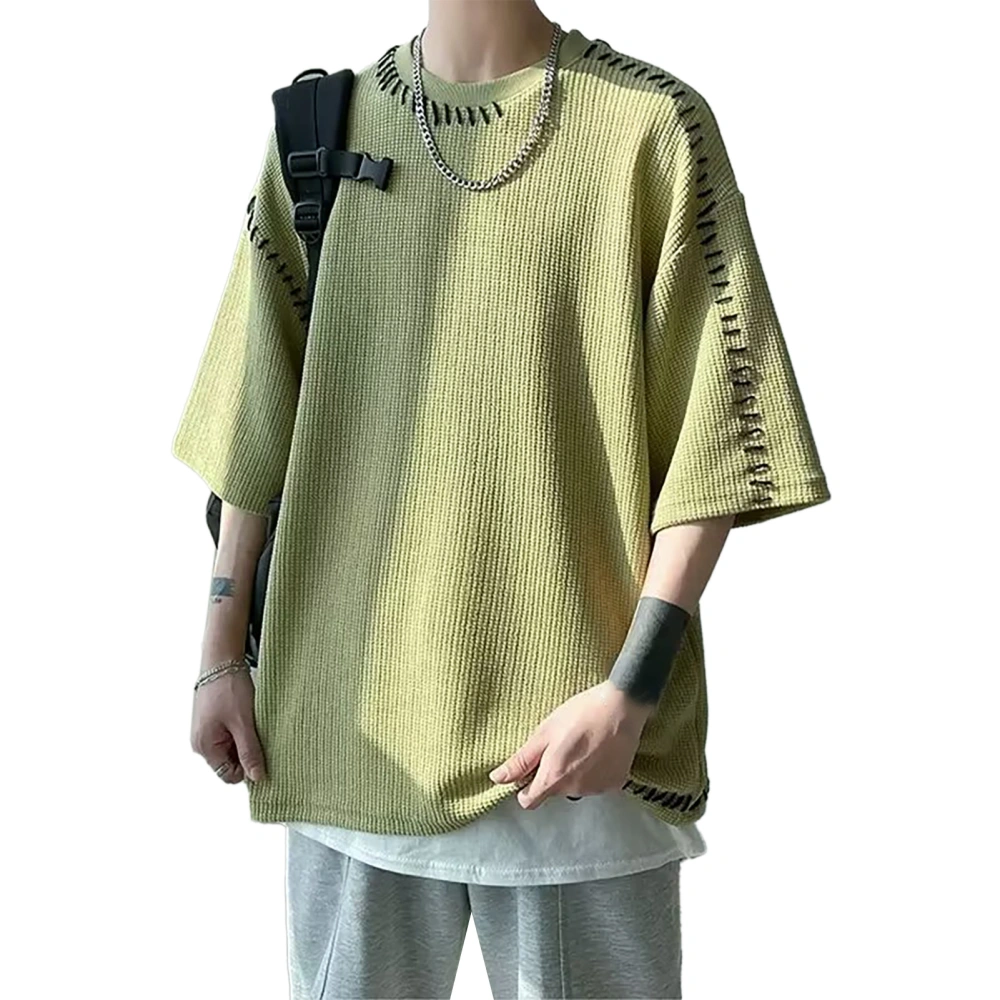 Men Short Sleeve T Shirt Simple Loose Casual Fashionable Crewneck Top for Dating Party Green XL