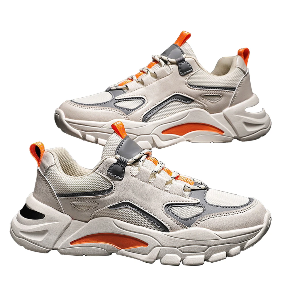 Men Sneakers Low Running Shoes Spring Fashionable Korean Trendy Contrast Color Sneakers White Orange 41