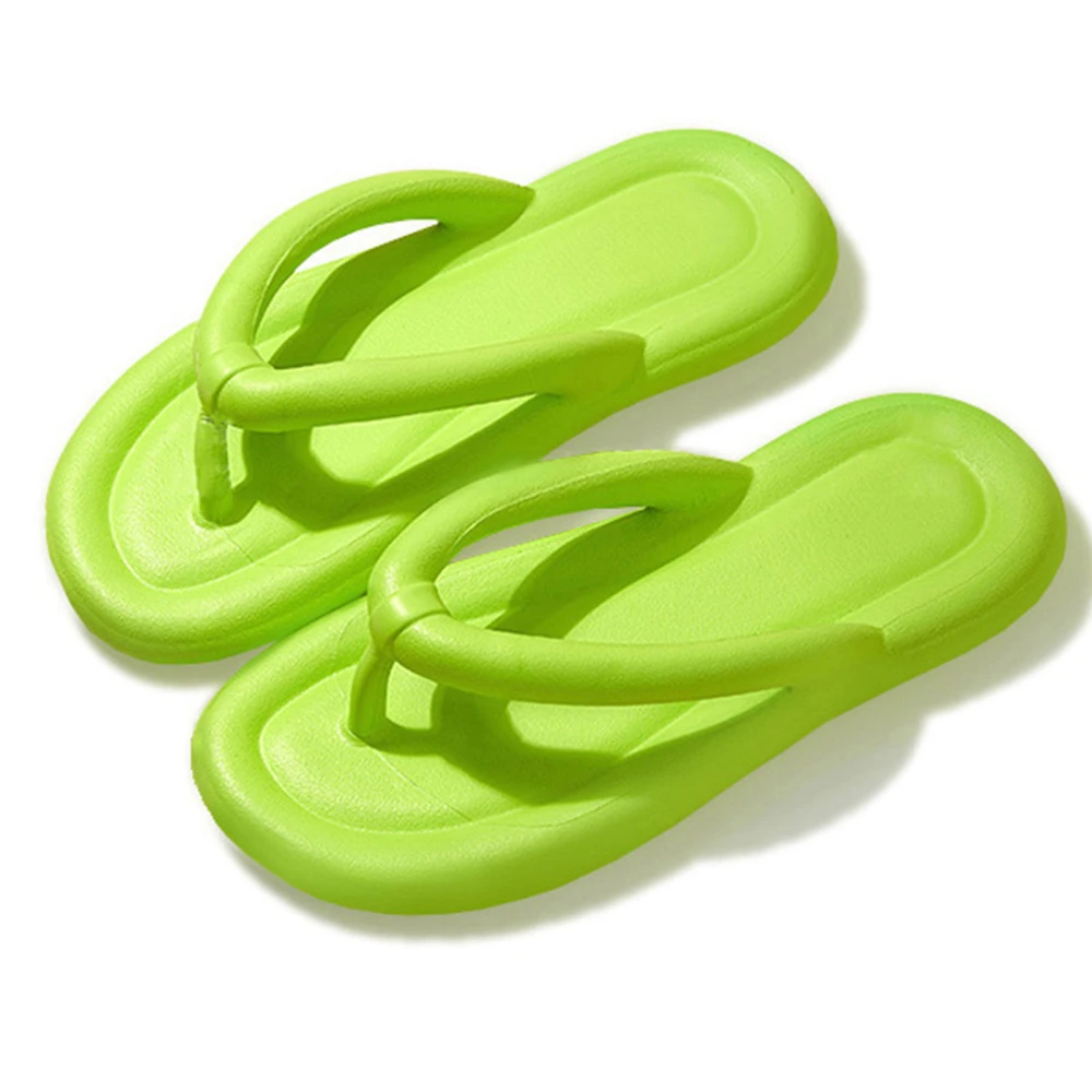 Flip Flops Women Flat Bottom Sandals Candy Colors Outdoor Clip On Flops for Summer Light Green 38/39