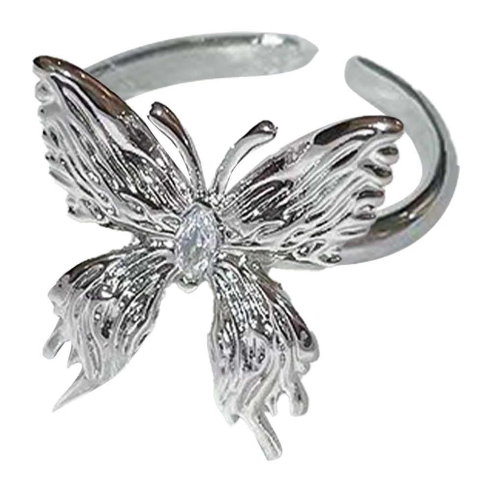 Metal Butterfly Ring Delicate Stylish Elegant Adjustable Open Ring for Birthday Party Anniversary