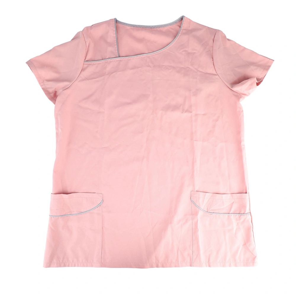 Women Surgical Uniform Short Sleeves 2 Large Pockets Nurse Medical Uniform for Hospital Pink M