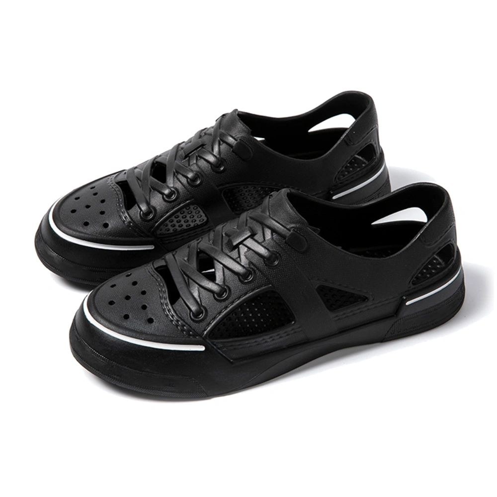 Men Hole Shoes Casual EVA Lightweight Water Breathable Hollow Out Male Hole Shoes for Beach Black 43