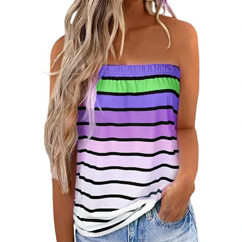 Women Tube Top Loose Fitting Stylish Sleeveless Strapless Tank Top for Summer Wear Purple 2XL