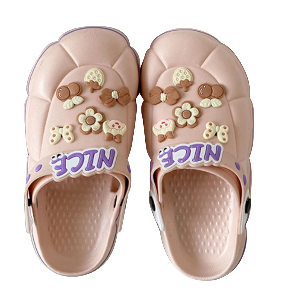 Cartoon Slides Fashion Cute Breathable Holes Flat Bottom Summer Sandals for Outdoor Beach Camping Travel Pink 36-37