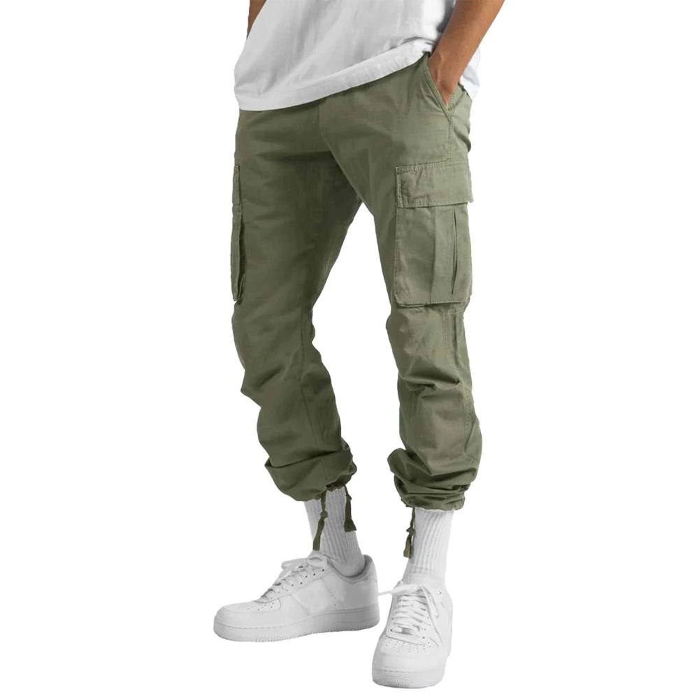 Men Straight Leg Pants Drawstring Loose Fit Casual Long Pants Side Two Pockets for Vacation Travel Office Green XXL