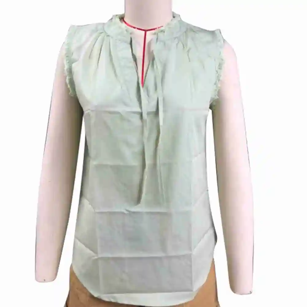 Women Lace Up V Neck Top Sleeveless Loose Casual Pullover Fashion Top Female Blouse Light Green S