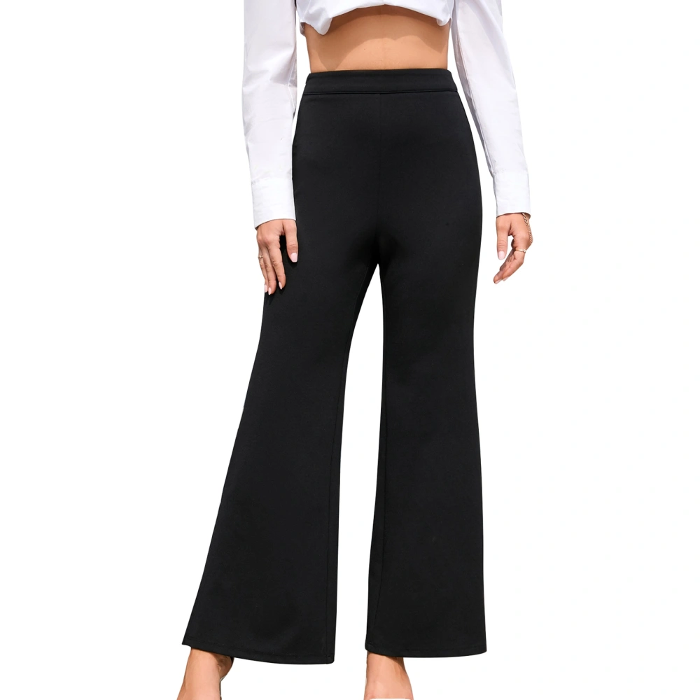 Flared Trousers Side Split High Waisted Flare Leg Long Trousers for Women Lady Dating Black XXL