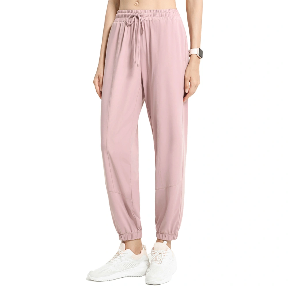 Women Sports Pants Running Sweatpants Casual Trousers Summer Thin Loose Tapered Cuff Foot Pants Pink L