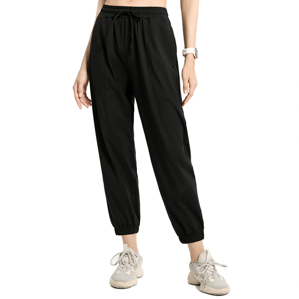 Women Sports Pants Running Sweatpants Casual Trousers Summer Thin Loose Tapered Cuff Foot Pants Black L