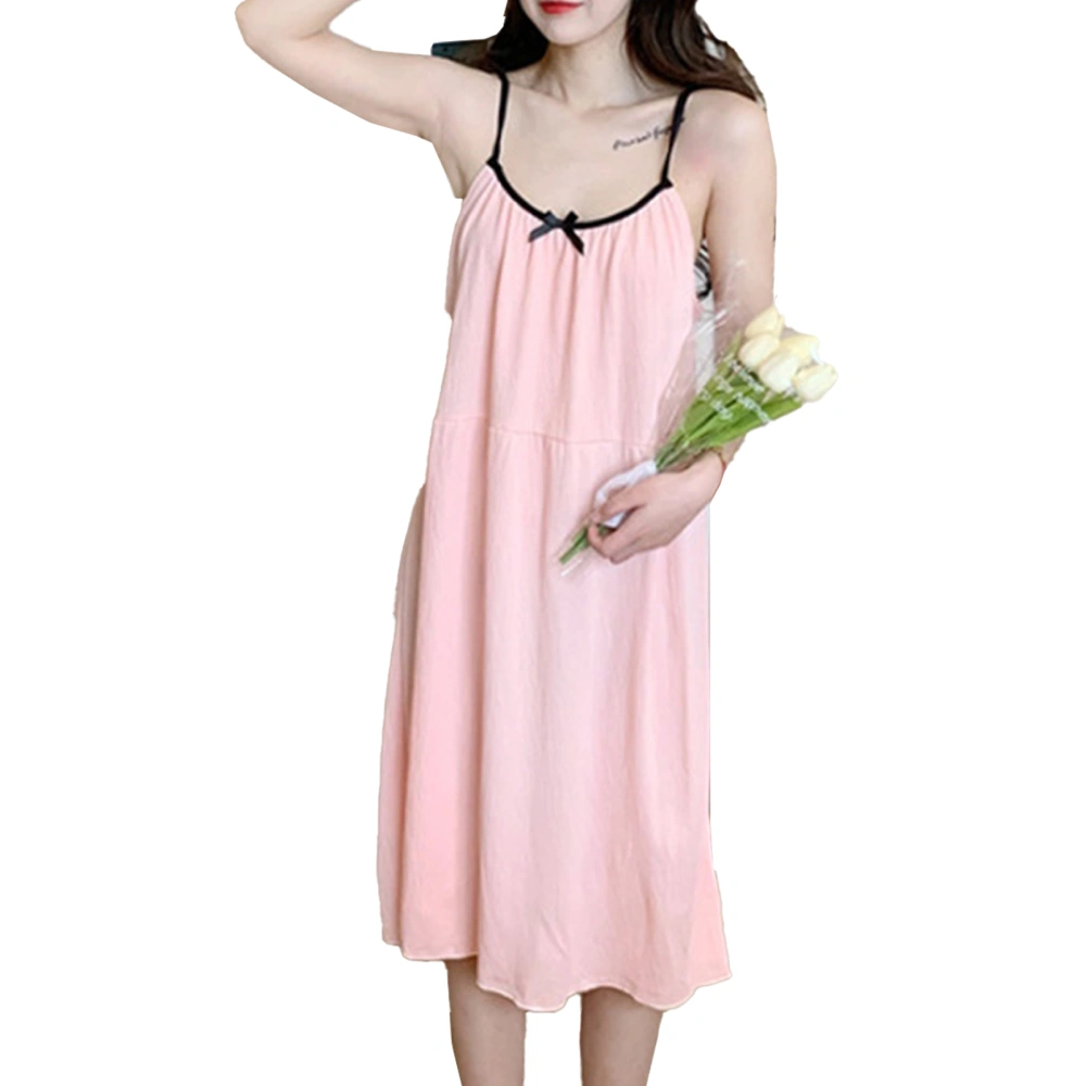 Women Slip Dress Spaghetti Straps Nightgown Sleeveless Camisole Nightdress for Household Pink M