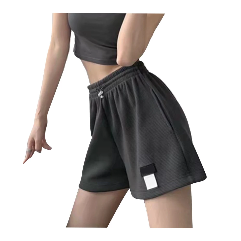 Women Sports Shorts Loose Fit Wide Leg Elastic High Waist Straight Shorts for Spring Summer Grey S