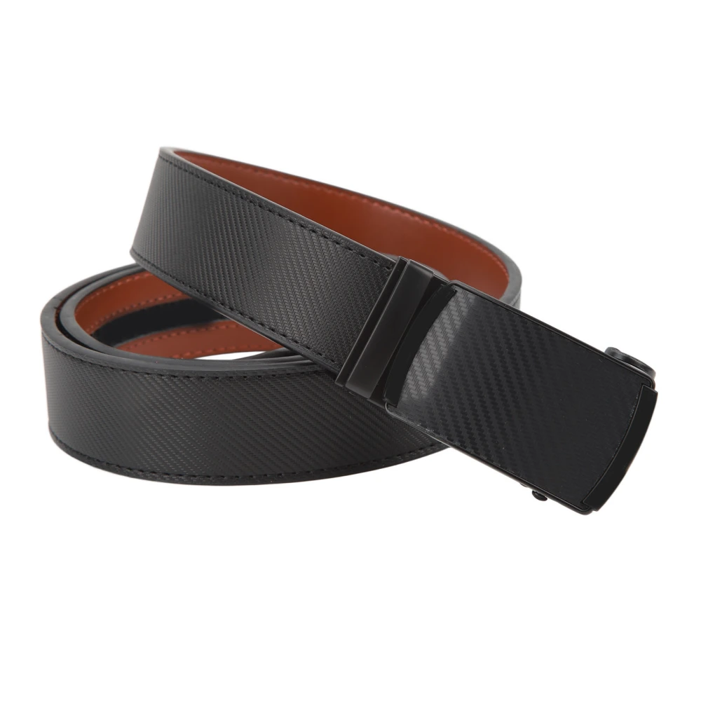 Men PU Leather Reversible Belt Twill Buckle Detachable Exquisite Sewing Pants Waist Belt Brown Back 115cm / 45.3in