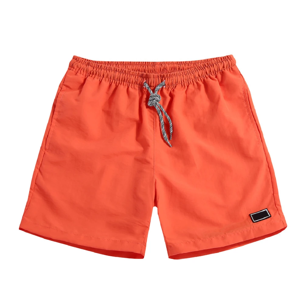 Men Soft Mid Rise Beach Shorts Summer Fashionable Elastic Drawstring Casual Board Shorts for Vacation Orange L