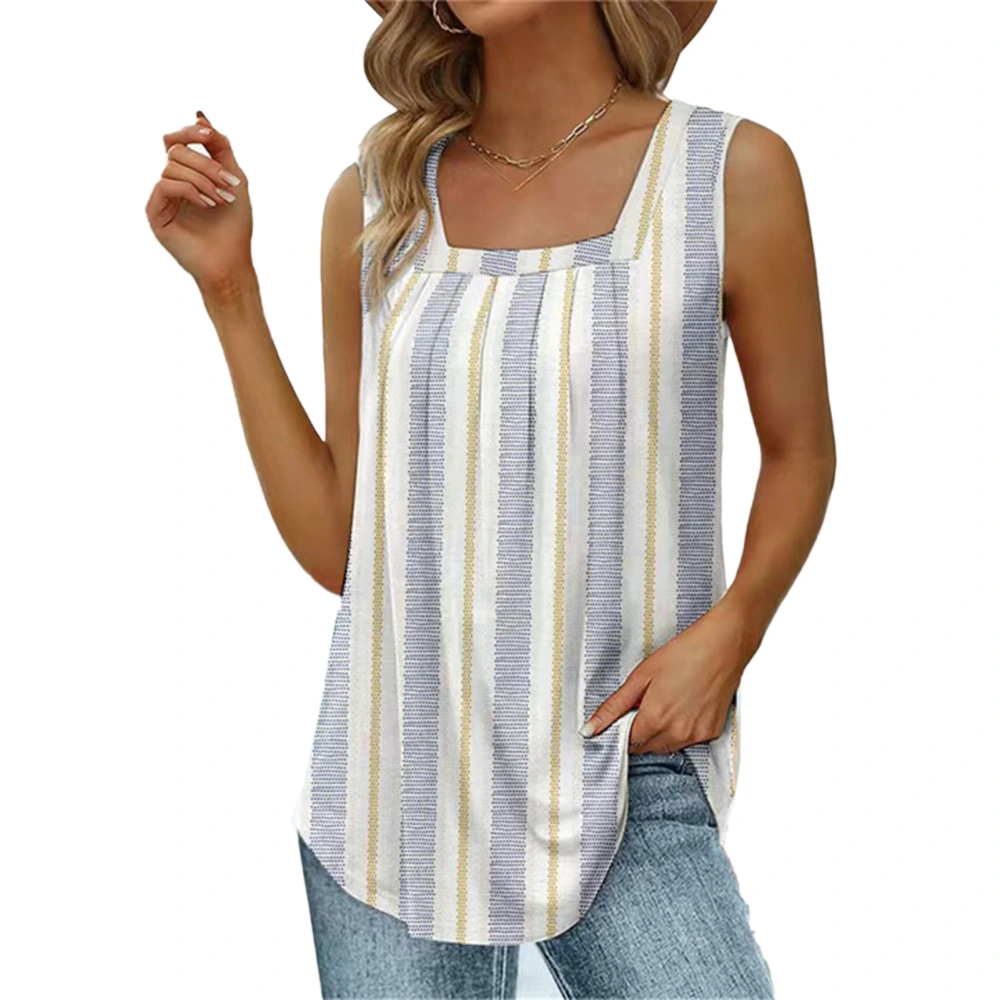 Sleeveless Printed Blouse Fashion Polyester Soft Pleated Summer Sleeveless Tops for Women Type 4 XL