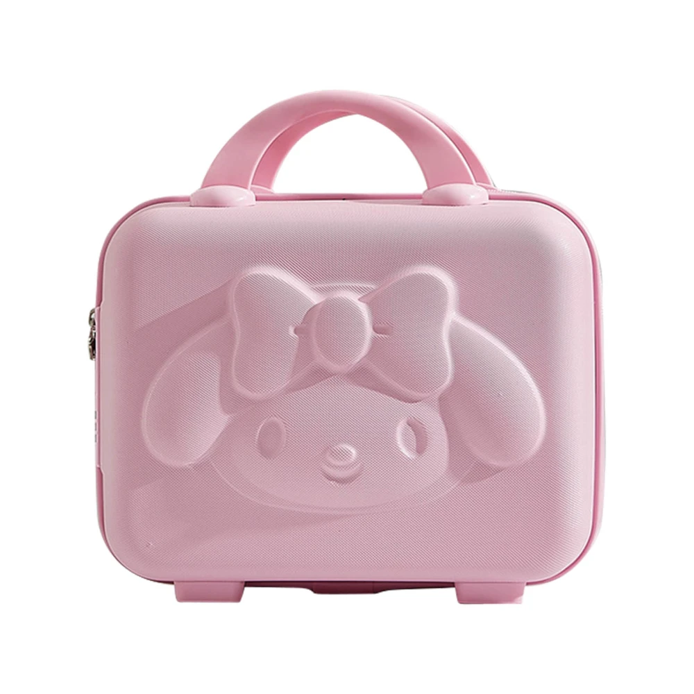 Makeup Bag 3D Rabbit Cartoon Password Portable Cute Handle Cosmetic Bag For Women Travel Pink 16in